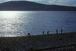Skimming stones on the beach at Raasay