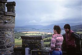 The assistant warden talks to Andrew Billington on Carbisdale Castle's tower