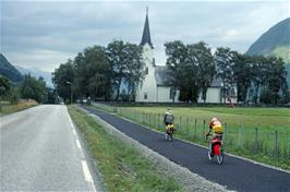 The group rides past Vik church [New scan, 24/9/2019]