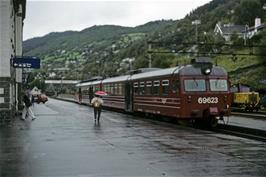 Our train arrives at Voss station
