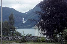 The Feigumfossen waterfall on the other side of the fjord, as seen from the wooden church at Nes [Remastered scan, 21/9/2019]