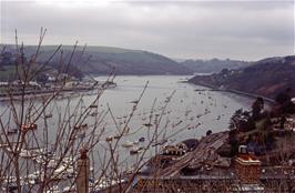 The River Dart, with Kingswear steam train station on the right and Dartmouth on the left.  Photo taken from Ridley Hill, Kinsgwear, on approach to the passenger ferry  [New scan, July 2019. Kodachrome 64 film]
