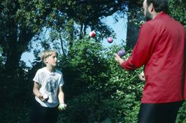 Toby and Richard - Master Jugglers - passing the time in the grounds of Plymouth youth hostel [Remastered scan, July 2019]