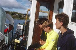Mark Burnard, Mark Hedges and Peter Rushworth on the ferry from Raasay to Sconser, Isle of Skye [New scan, July 2019]