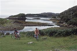 Matthew and another rider enjoy the grassy shoreline at Loch ab Eisg Bracgaidh, our first close-up meeting with Enard Bay [New scan, July 2019]