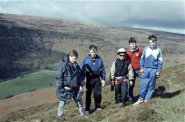 Tim, Matthew, Andrew, Nick & Thomas, on the hills behind Capel-y-Ffin YH [Remastered scan, June 2019]