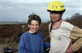 William Raffety & Jonathan Crabtree (?)on the Quantocks, with Hinkley Point behind [Remastered scan, June 2019]
