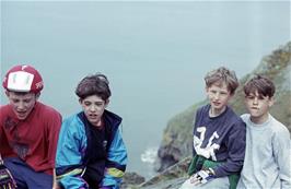 L to R: Roger Whalley, Sam Canon (?), Zach Slatter and Rufus Kähler at Valley of the Rocks [Remastered scan, June 2019]