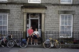 Paul Smith & Mark Evans outside Skeldale House, Askrigg, used in the TV series 'All Creatures Great & Small' [Remastered scan, June 2019]