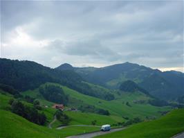 Incredible scenery at Passwangstrasse, Beinwil, but thundery clouds are approaching