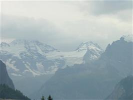 View to Breithorn (in the cloud) and Tschingelhorn as we continue up the mountain from Wengen to Klein Scheidegg