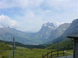 View to Grindelwald, Wetterhorn and Mittelhorn from the viewpoint near the Souvenir Shop at Klein Scheidegg