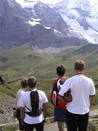 We all admire the magnificence of the foot of the Eiger from near the Grindelwaldblick restaurant