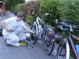 Gavin has no intention of rushing his bike reassembly at Haugesund airport