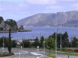 Zoomed view towards Stronda from Roald Amundsens Gate, Sandnes, 10.6 miles into the ride