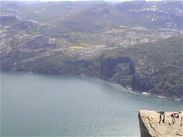 The breathtaking views to Lyse Fjord from a higher vantage point, looking down over Preikestolen