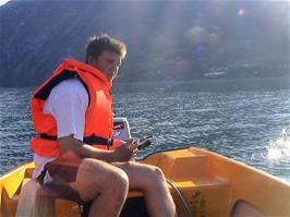 Gavin takes control of the first of our two boat sessions on Sørfjord, with Michael