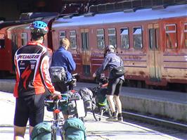 Waiting on the platform at Myrdal station for the train that will take us through the long tunnel to Upsete, from where we can cycle on along the Rallarvegen