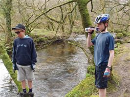 Josh and Joe in the Golitha Woods nature reserve, 4.7 miles into the ride