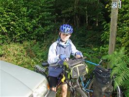 Olly preparing to start the ride at Black Forest Lodge, Mamhead