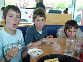 Fred, Reuben and Zac enjoy Ice Cream Factories at Pizza Hut