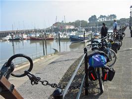 Watchet harbour after our visit to the Corner House Cafe, 8.0 miles into the ride