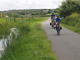 Olly and Charles on the cyclepath into Bude