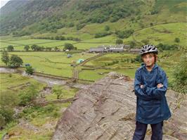 Henry takes a short rest on the climb to the Sourmilk Gill waterfall, Seathwaite