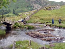The youngsters have fun on the island by Slater's Bridge in Little Langdale