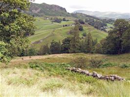 View back to Little Langdale from the very steep footpath from Slater's Bridge to High Tilberthwaite