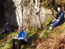Charlie, David and Ben enjoy lunch in the quarry