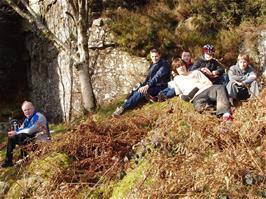 A brief spell of sunshine during lunch in the shelter of the quarry