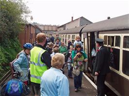 Boarding the steam train at Watchet station