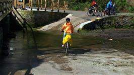 Riding through the ford at Helford, 6.6 miles into the ride