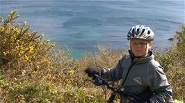 Ash on the coast path at Bodigga Cliff, just up from Milendreath