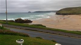 Great views across Perranporth Beach from the front garden of Chy an Kerensa Guest House, Cliff Road, Perranporth