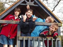 Freddie, Reuben, Olly and Sam in the Fermoy's adventure playground