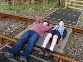 A brief photo pose while crossing the steam railway line - there are of course no trains at this time of year.  New photo for 2024