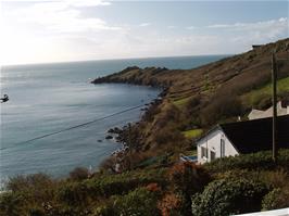 View to Perprean Cove from our room at Coverack Youth Hostel