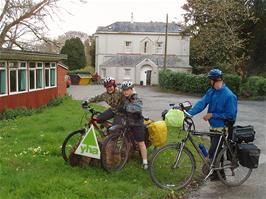 Zac, Ash and Charles ready to leave Golant Youth Hostel