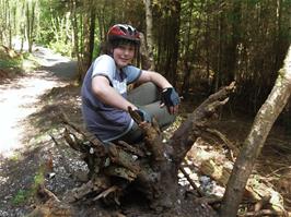 Zac on another wooden sculpture on the Play Trail - new photo for 2024