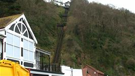 The Lynton and Lynmouth Cliff Railway, as seen from The Esplanade, Lynmouth