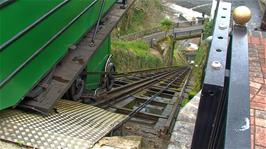 Looking down the Lynton and Lynmouth Cliff Railway from the top station at Lynton