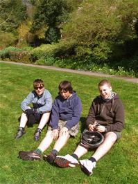 Ash, Zac and Ryan on the lawns at Selworthy