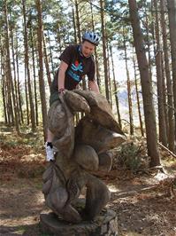 Sculptures in the woods on Horner Hill, 11.7 miles into the ride