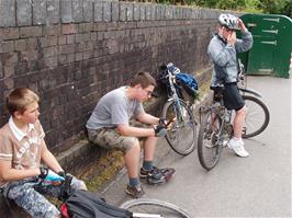 Tom, Zac and Ash on the first viaduct of the Plym Valley Cycleway