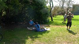 A shady spot for lunch at Old Mangotsfield Station, off the Bristol and Bath Railway Path