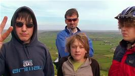 Zac, Tao, Hallam and Ryan on a rather breezy Glastonbury Tor