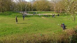 The youngsters playing with the frisbee on the parkland outside Street Youth Hostel as we prepare to leave