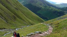 Looking back from our rest point just below the lake on the climb to Ben Nevis from the hostel